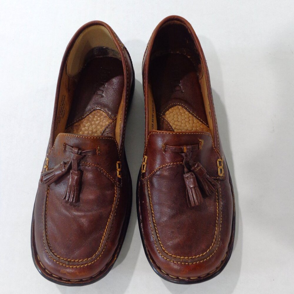 Born Women's  Brown Leather Slip on Tassels Casual Dress Shoes W6425 Size 7